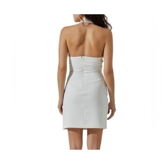 NEW ASTR THE LABEL White CREPE Floral CORSAGE Halter COCKTAIL Mini DRESS S - Picture 2 of 12